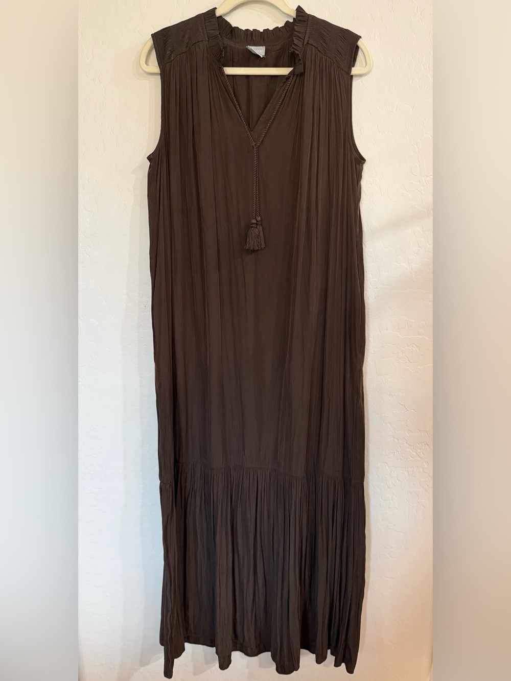 Chico's Brown Sleeveless Tassel Maxi Dress